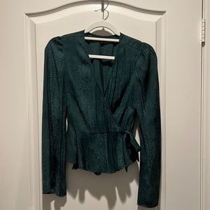 Guess green snakeskin wrap top, size XS